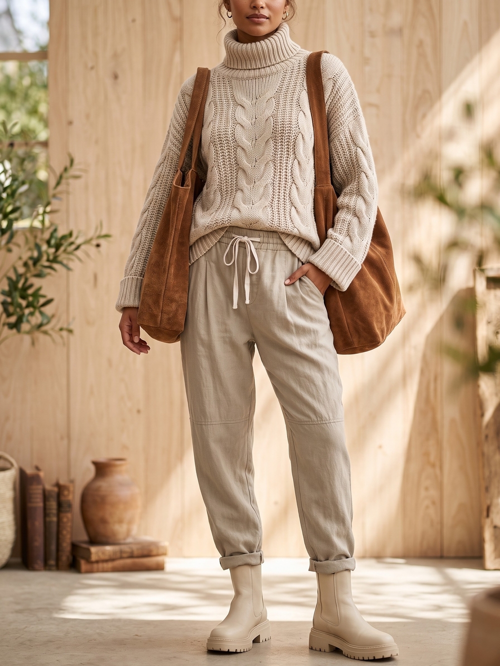 Aritzia Wilfred Marais Linen Lyocell Drawstring Tapered Pant Scandi Chic